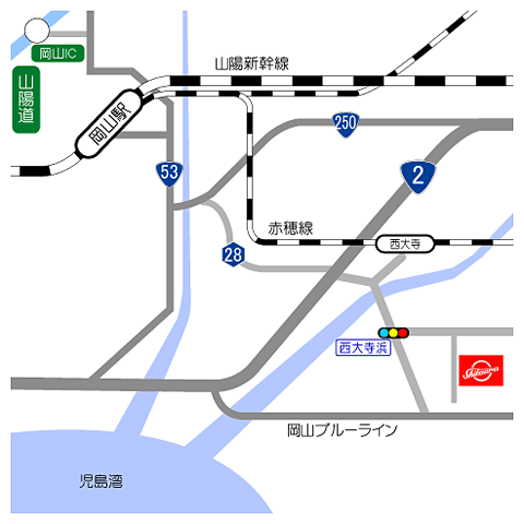 岡山西大寺工場地図