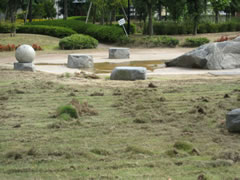 公園芝生の除染実験(福島県郡山市)